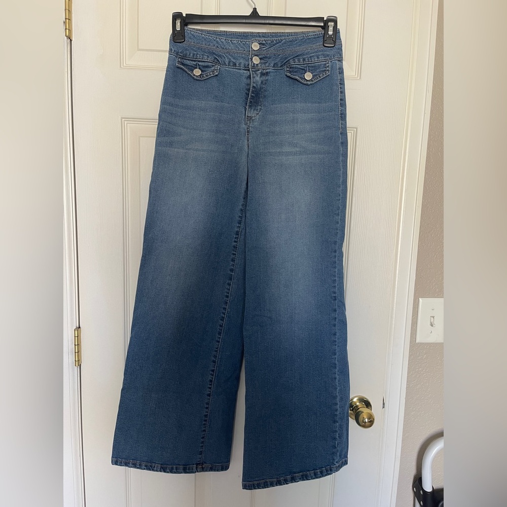 Blue Slice Wide-Leg Jeans‎ | Juniors Size 5 | Wide Leg, Blue, Mock-Front Pockets - Picture 2 of 8